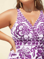 Two-Piece Floral Print Ruched Mesh Swimsuit 67