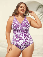 Two-Piece Floral Print Ruched Mesh Swimsuit 64