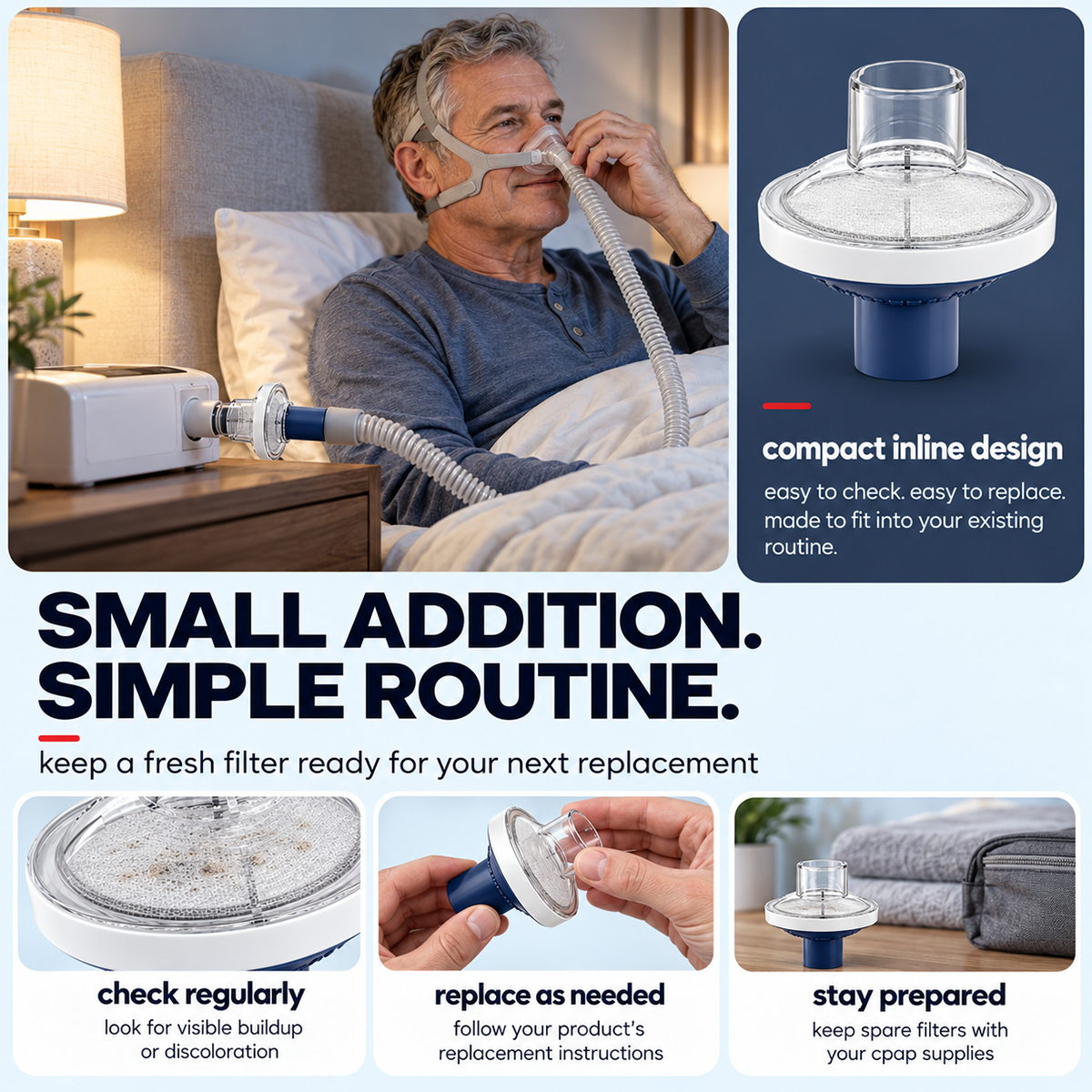 Inline CPAP Bacteria & Particle Filter