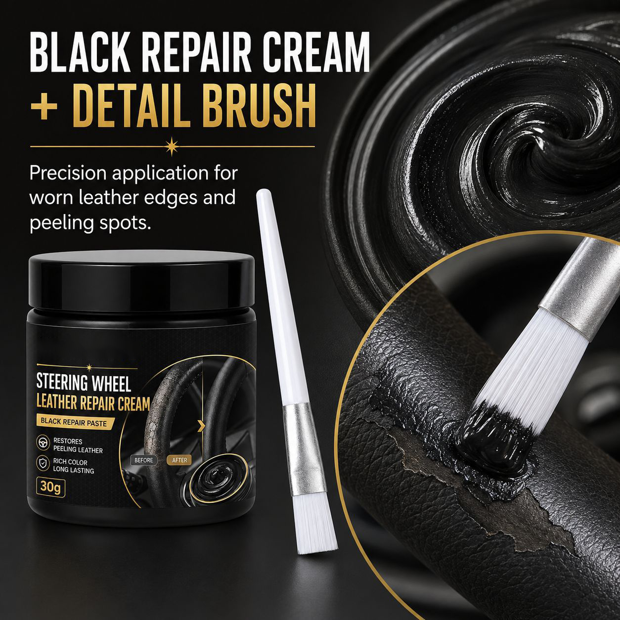 🚗 Leather Steering Wheel Care Cream – Matte Finish, Non-Greasy & Restores Worn Leather