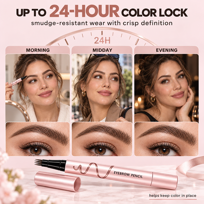 🔥🖤 Waterproof Eyebrow Pencil with 4-Prong Tip | Ultra-Fine Lines for Natural Hair-Like Effect 💗