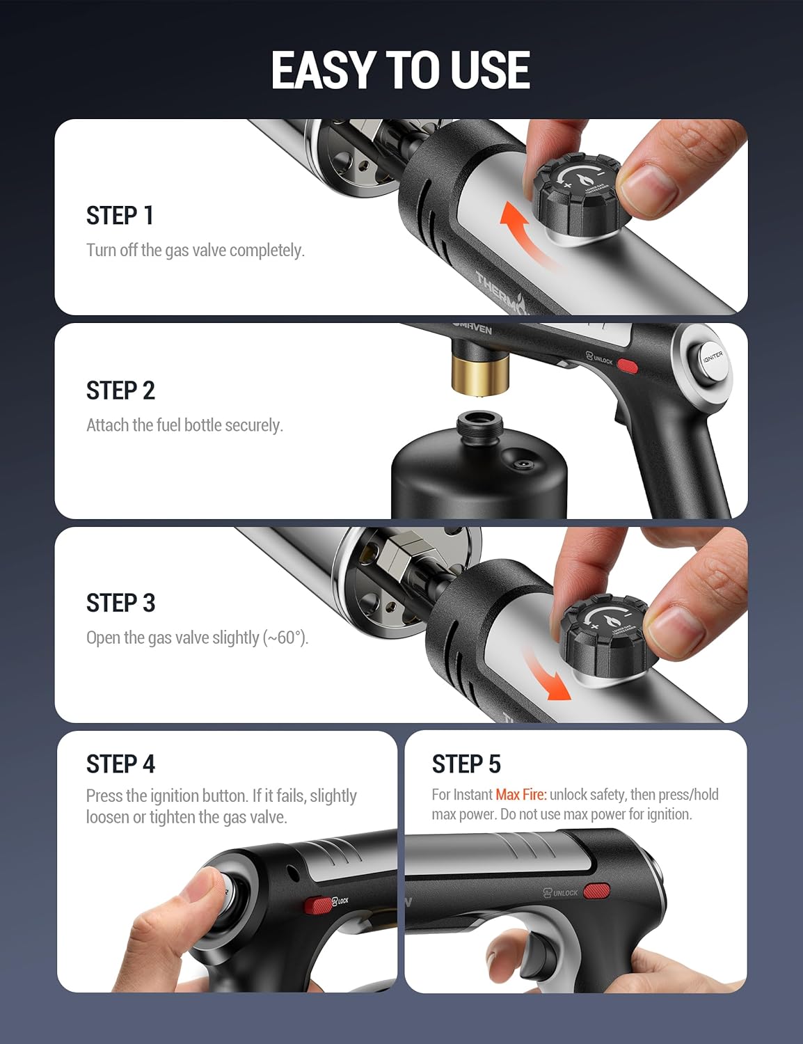 🔥High-Heat Propane Torch – Adjustable Flame Torch for BBQ, Grilling & Charcoal Lighting, Soldering & Outdoor Use