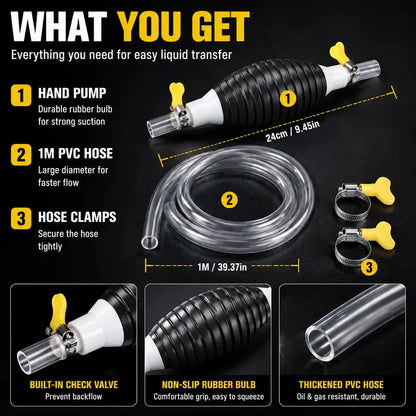 ⛽Manual Siphon Pump Kit with , Car Boat Motorcycle