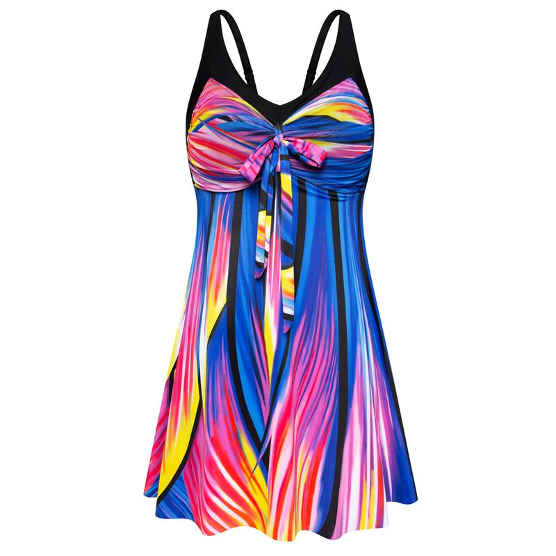 Women's Two Piece Swim Dress Plus Size Tummy Control Tankinis Swimdress Floral Printed Swimwear Swimsuits with Boyshort