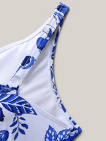 Two-Piece Floral Print Ruched Mesh Swimsuit 10