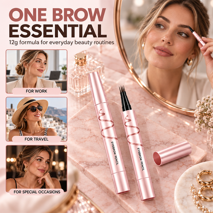 🔥🖤 Waterproof Eyebrow Pencil with 4-Prong Tip | Ultra-Fine Lines for Natural Hair-Like Effect 💗