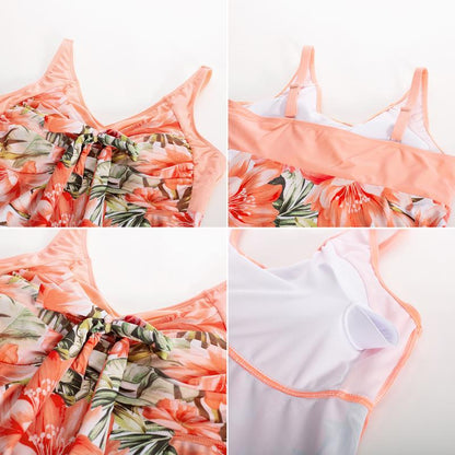 Women's Two Piece Swim Dress Plus Size Tummy Control Tankinis Swimdress Floral Printed Swimwear Swimsuits with Boyshort