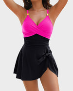 Deep V Knot Detail Skirted Swimsuit 36