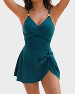 Deep V Knot Detail Skirted Swimsuit 18
