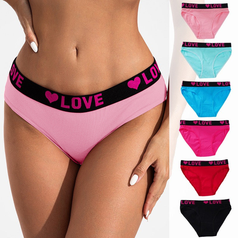 Women's Soft Breathable Heart Tape Panties-6 packs