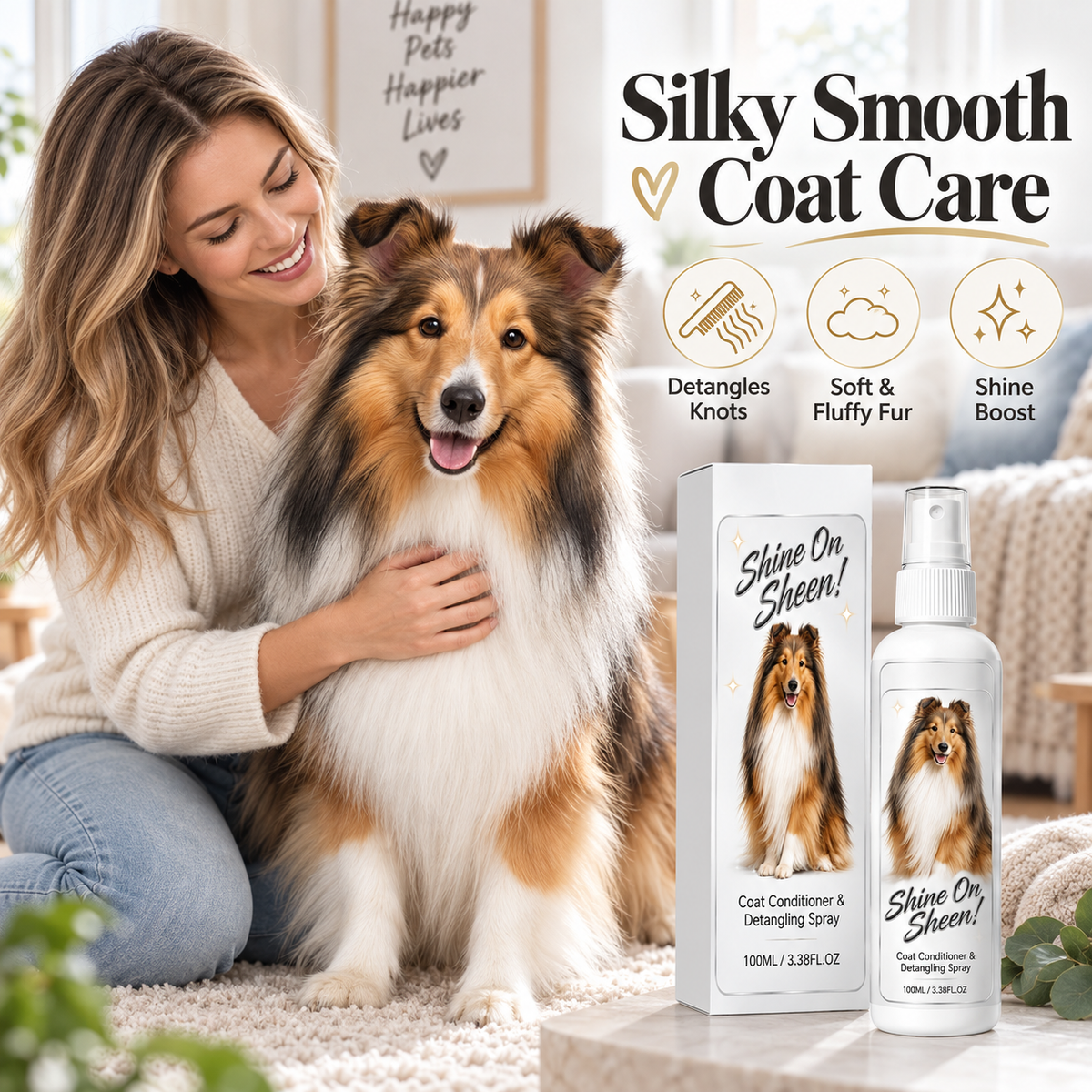 🥳HOT SALE🥳💞🐾 Pet Coat Conditioner & Detangling Spray – Knot Release, Softness & Shine