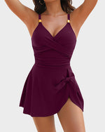 Deep V Knot Detail Skirted Swimsuit 24