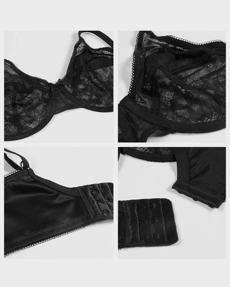 Full Coverage Lace Minimizer Bra - Petal