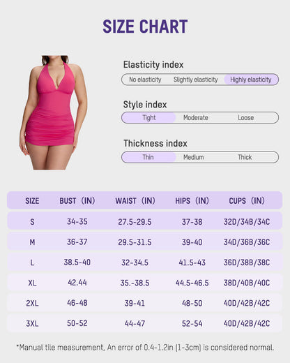 Halter V-Neck Sculpting Swim Dress – 2-Piece Set