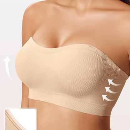 Women's Strapless Non-Slip Bandeau Bra, Seamless Wireless Tube Top