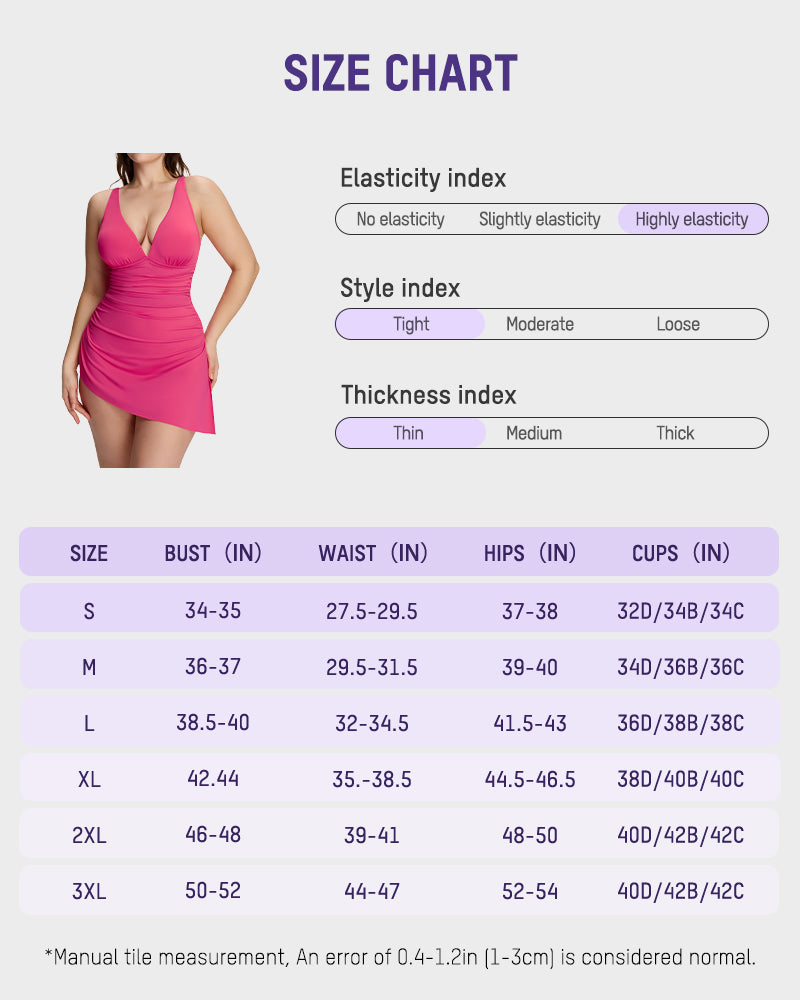Ruched V-Neck Side Tie Slimming Swim Dress