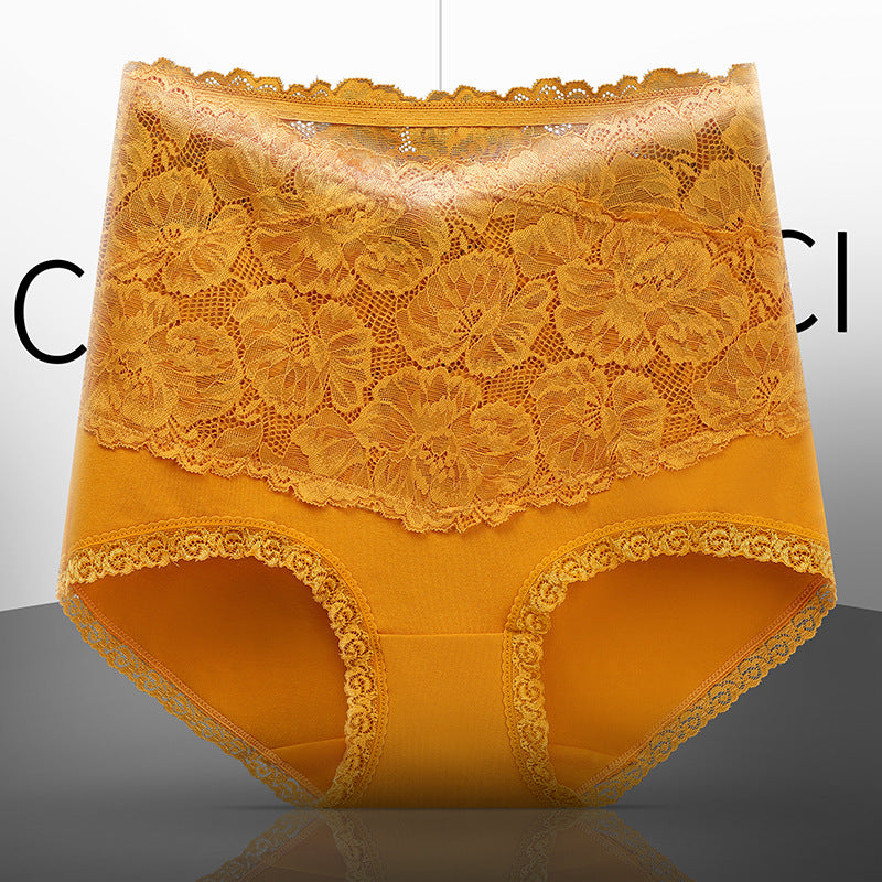 New Women's Floral Lace High Waist Hip Lifting Cotton Briefs
