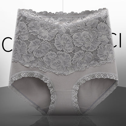 New Women's Floral Lace High Waist Hip Lifting Cotton Briefs
