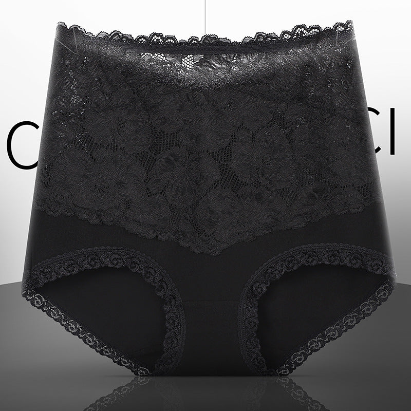 New Women's Floral Lace High Waist Hip Lifting Cotton Briefs
