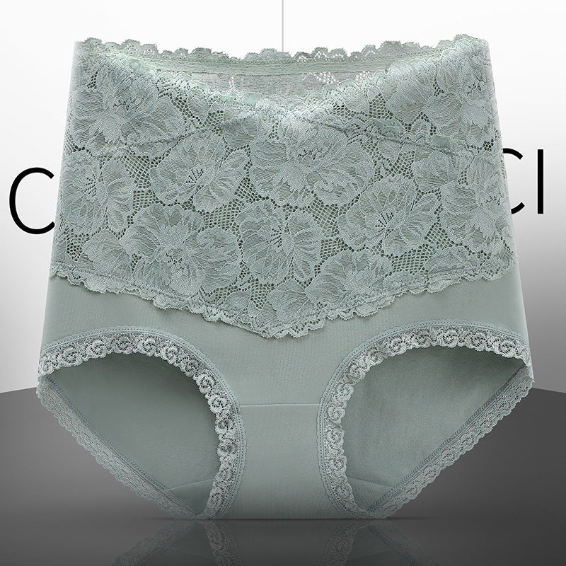 New Women's Floral Lace High Waist Hip Lifting Cotton Briefs