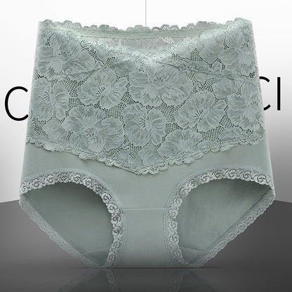 New Women's Floral Lace High Waist Hip Lifting Cotton Briefs