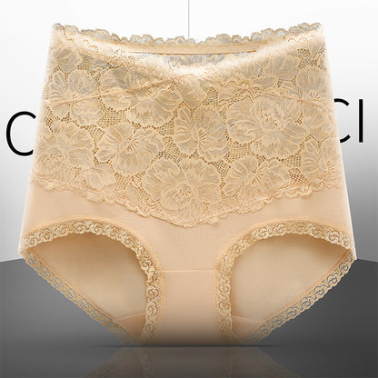 New Women's Floral Lace High Waist Hip Lifting Cotton Briefs