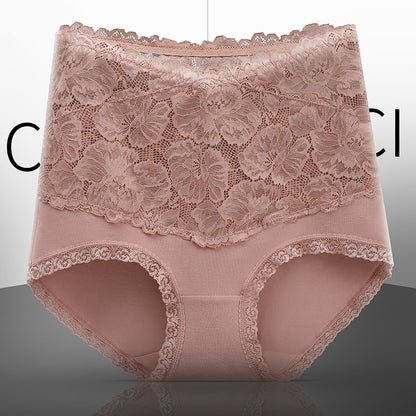 New Women's Floral Lace High Waist Hip Lifting Cotton Briefs