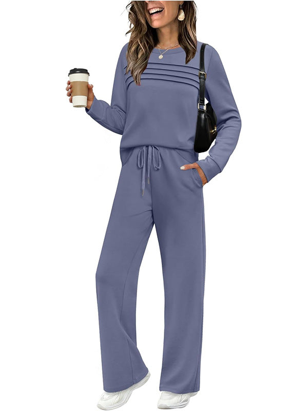 Women's Crew Neck Top & Drawstring Pants Set