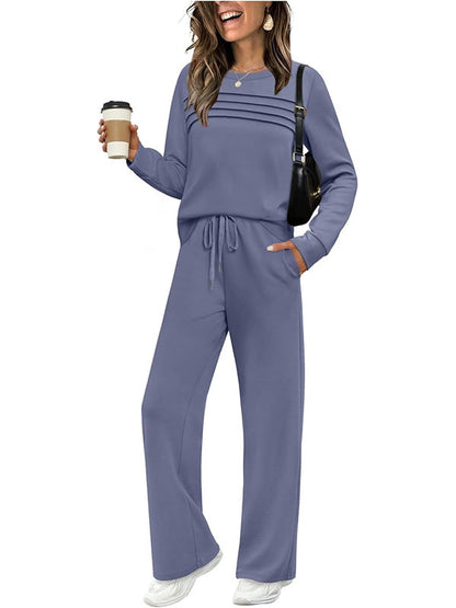 Women's Crew Neck Top & Drawstring Pants Set