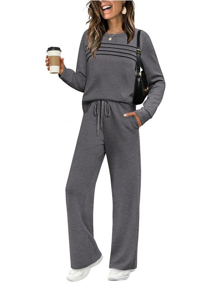 Women's Crew Neck Top & Drawstring Pants Set