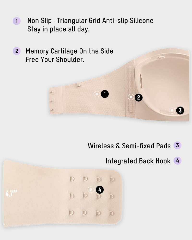 Women's Strapless Wireless Padded Bandeau Bra