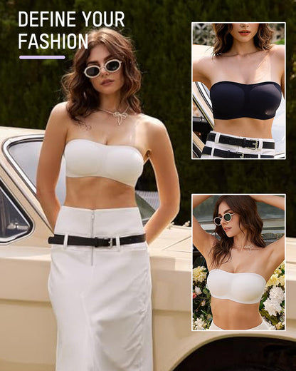 Women's Strapless Wireless Padded Bandeau Bra