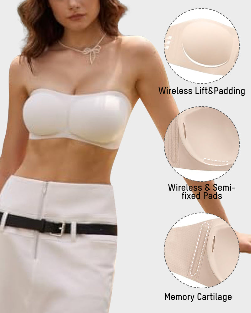 Women's Strapless Wireless Padded Bandeau Bra
