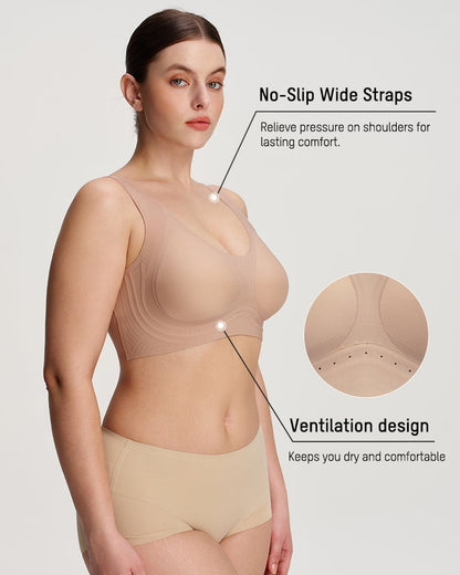Wide-Strap Wireless Full-Cover Tank Bra