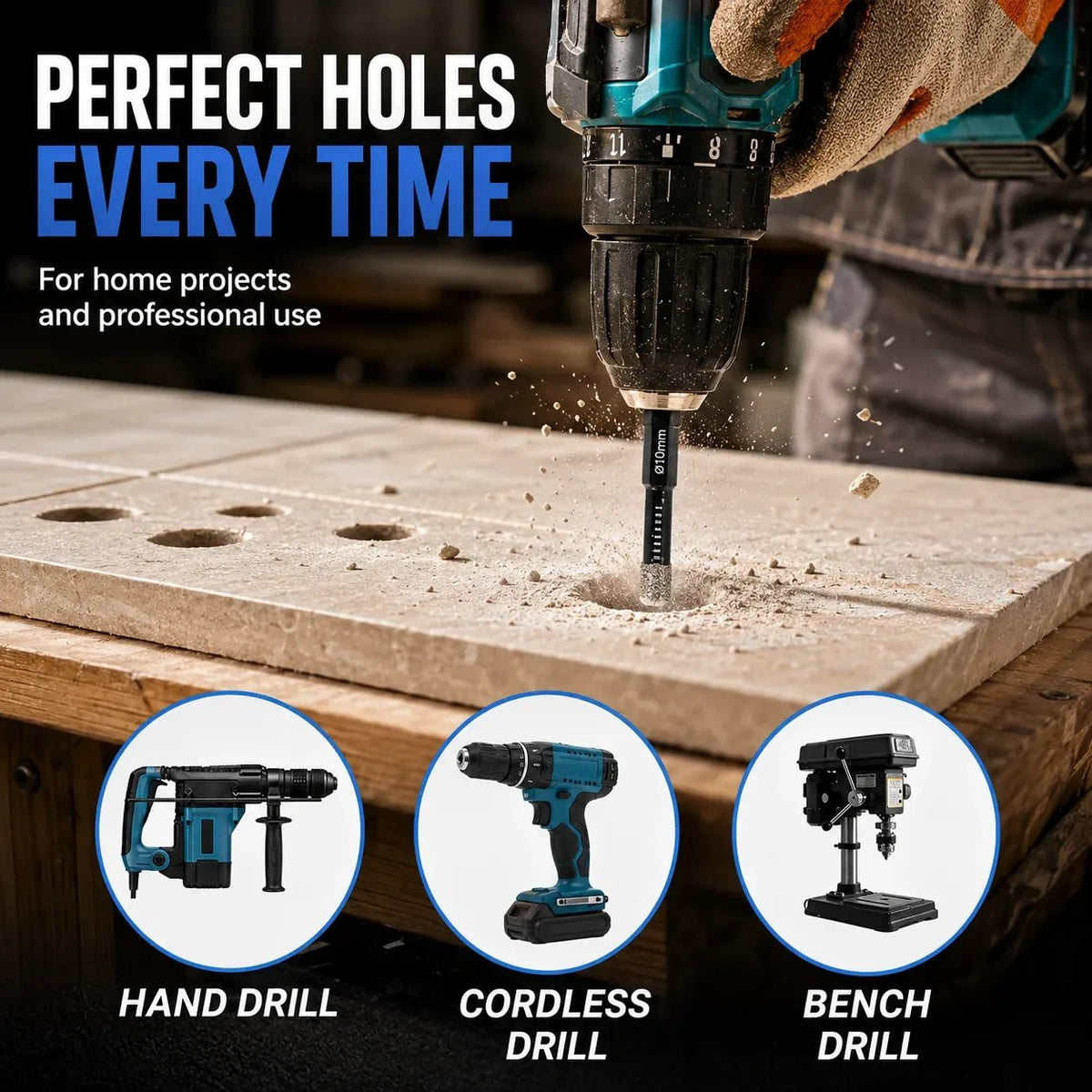 🔥6 Pcs Diamond Drill Bits Set, Brazed Diamond Drill Bits for Precision Drilling