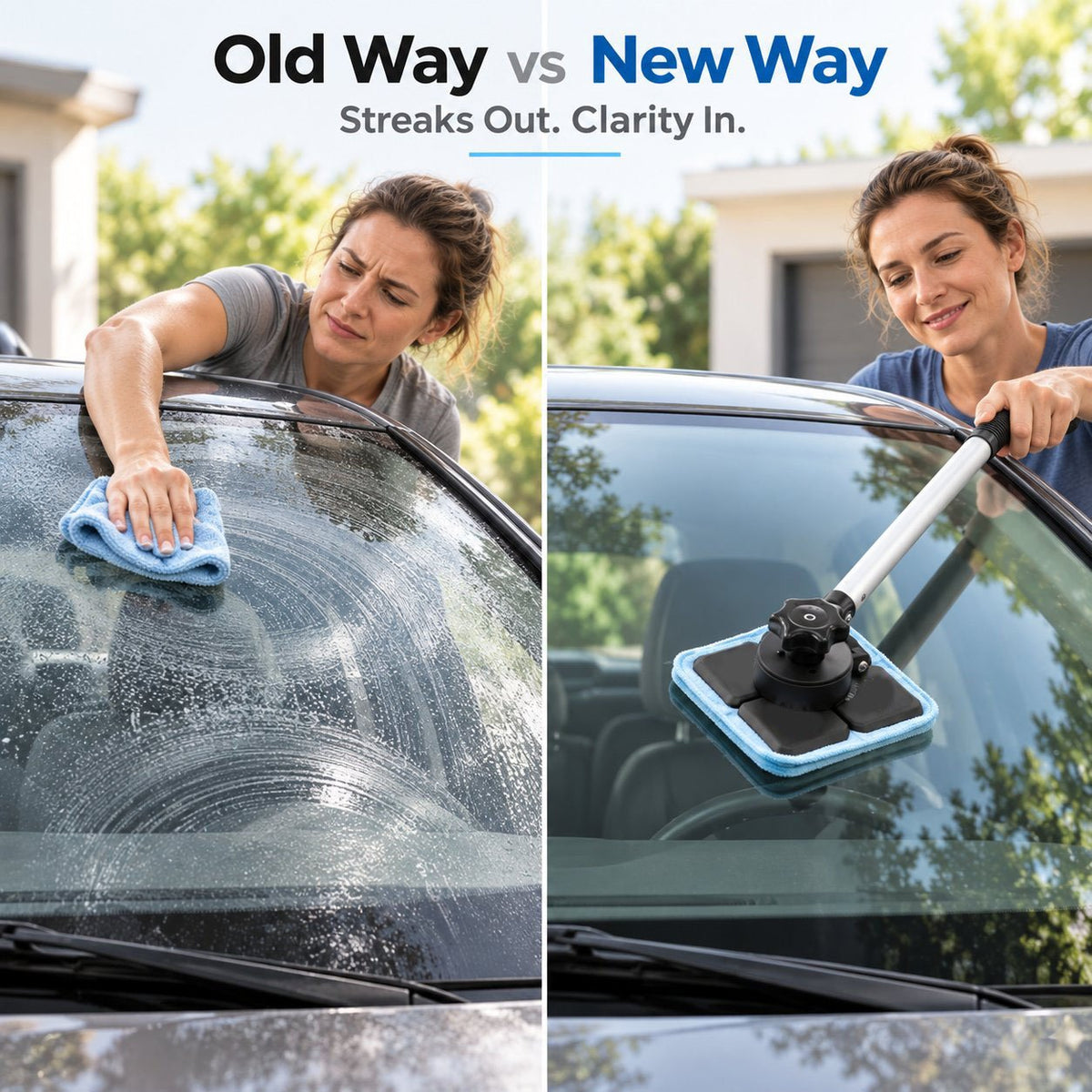🎁Dual Magnetic Car Windshield Cleaner | Streak-Free Auto Glass Cleaning Kit