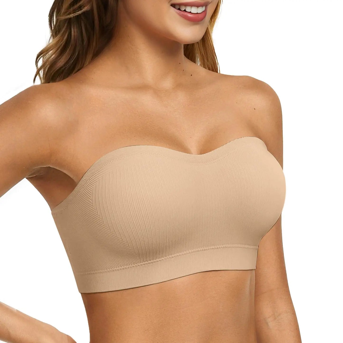 Women's Strapless Non-Slip Bandeau Bra, Seamless Wireless Tube Top