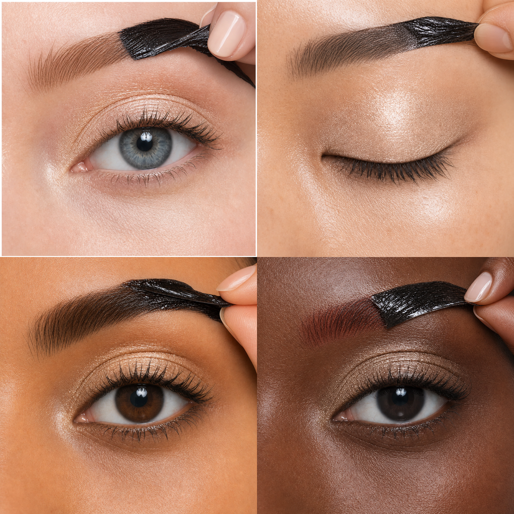 Peel-off brow tint before and after