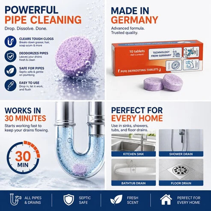 🔥 Powerful Drain Cleaning Tablets – Fast Pipe Declogging & Odor Removal