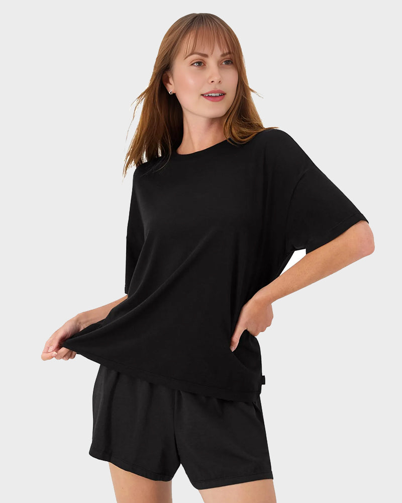 2 Piece Lounge Set Comfywear Supersoft Boxy T-shirt & Sleep Shorts Loungewear