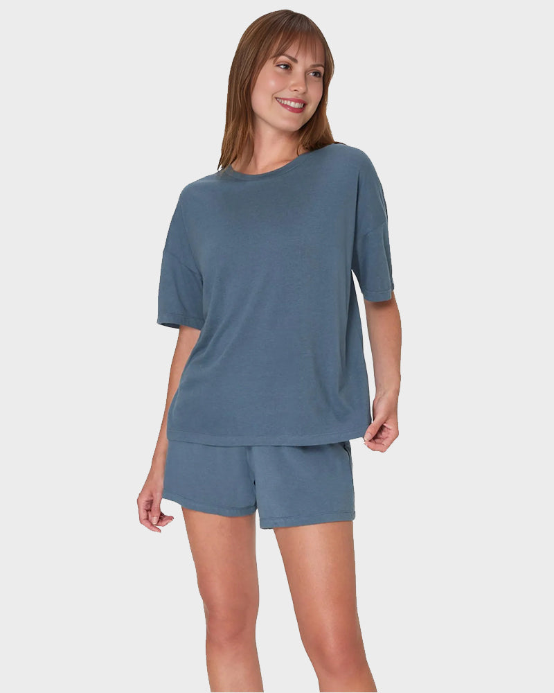 2 Piece Lounge Set Comfywear Supersoft Boxy T-shirt & Sleep Shorts Loungewear