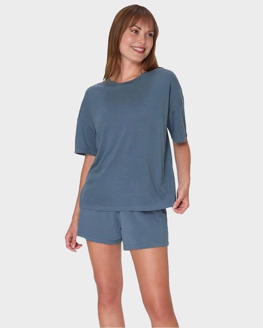 2 Piece Lounge Set Comfywear Supersoft Boxy T-shirt & Sleep Shorts Loungewear