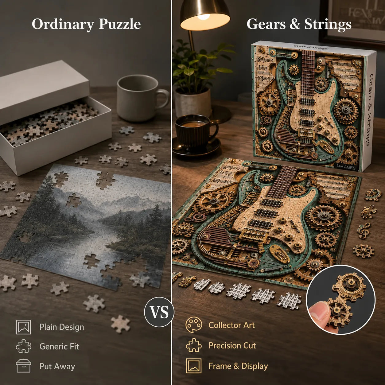 🧩 Creative Steampunk Guitar 3D Puzzle – DIY Mechanical Model Kit
