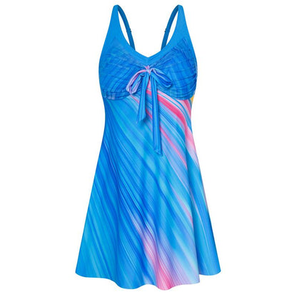 Women's Two Piece Swim Dress Plus Size Tummy Control Tankinis Swimdress Floral Printed Swimwear Swimsuits with Boyshort