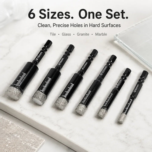 🔥6 Pcs Diamond Drill Bits Set, Brazed Diamond Drill Bits for Precision Drilling