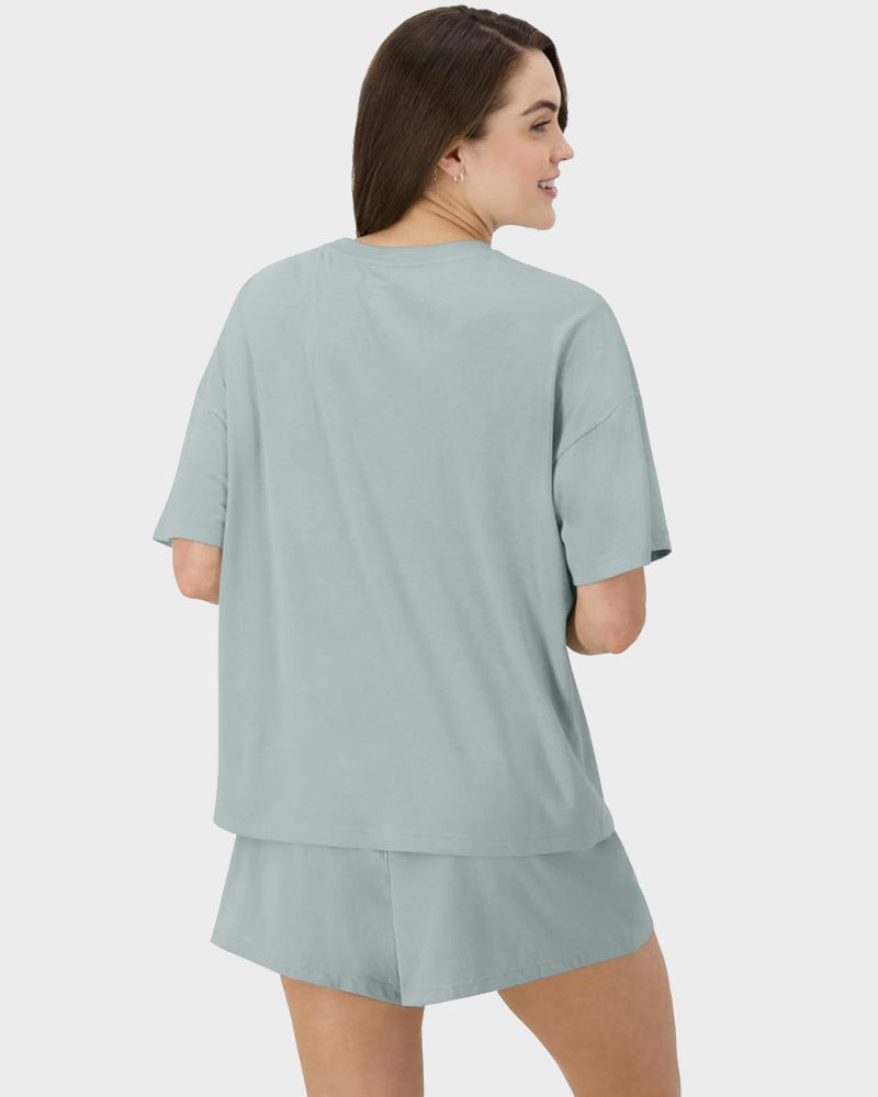 2 Piece Lounge Set Comfywear Supersoft Boxy T-shirt & Sleep Shorts Loungewear