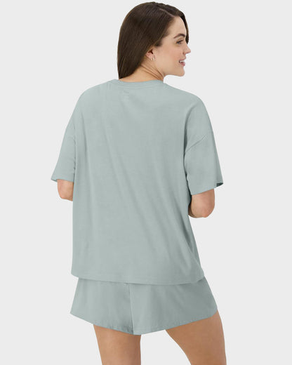 2 Piece Lounge Set Comfywear Supersoft Boxy T-shirt & Sleep Shorts Loungewear