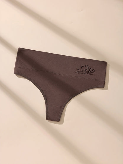 Women's High Waist Seamless Thongs, Tummy Control Lady Panty, Soft Stretchy Fabric No-Show T-Back Bikini Panties, Comfortable Fit Everyday Wear