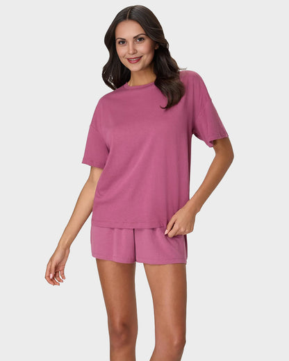 2 Piece Lounge Set Comfywear Supersoft Boxy T-shirt & Sleep Shorts Loungewear