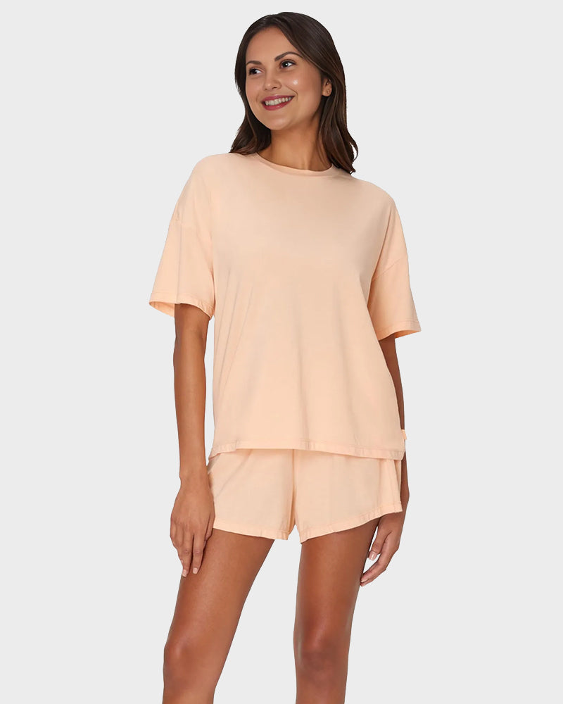 2 Piece Lounge Set Comfywear Supersoft Boxy T-shirt & Sleep Shorts Loungewear